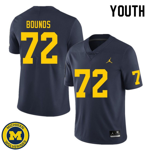 Youth Michigan Wolverines #72 Tristan Bounds Navy College Game Jersey